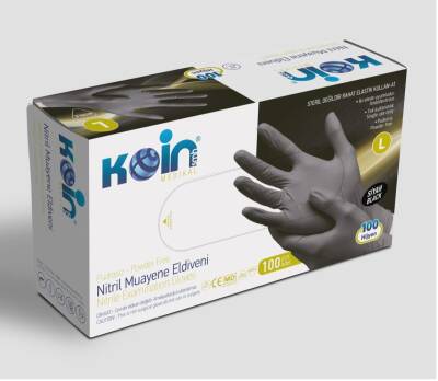 Pudrasız Siyah Muayene Eldiveni L - 