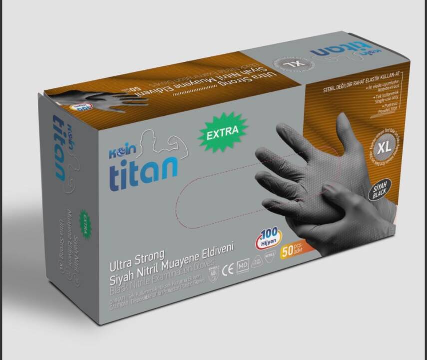 Siyah Titan Extra Muayene Eldiveni XL - 1