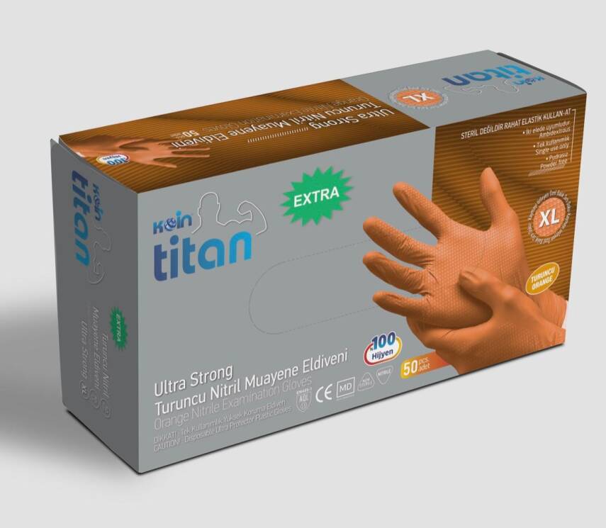 Ultra Güçlü Turuncu Muayene Eldiveni XL - 1